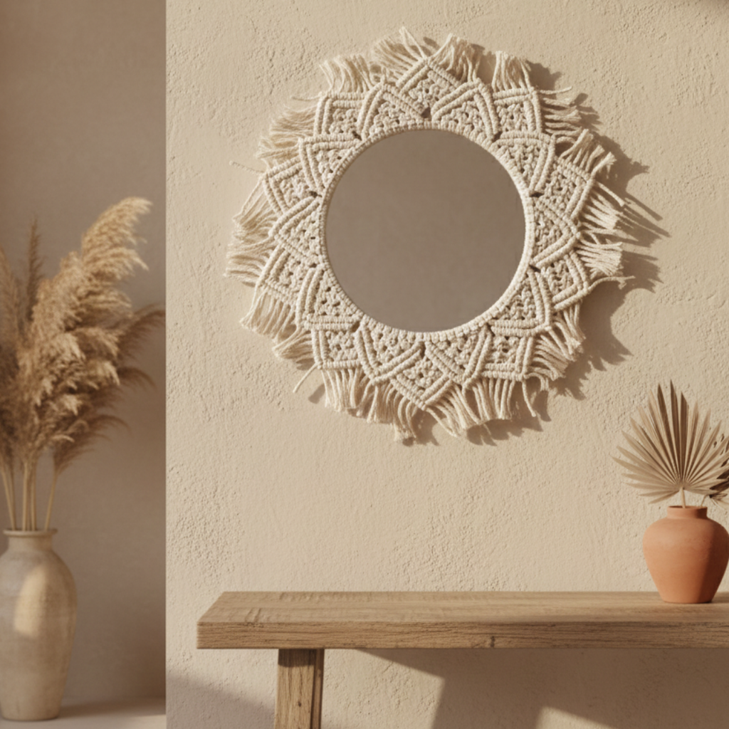 Espelho Mandala de Cristal — A Geometria do Infinito