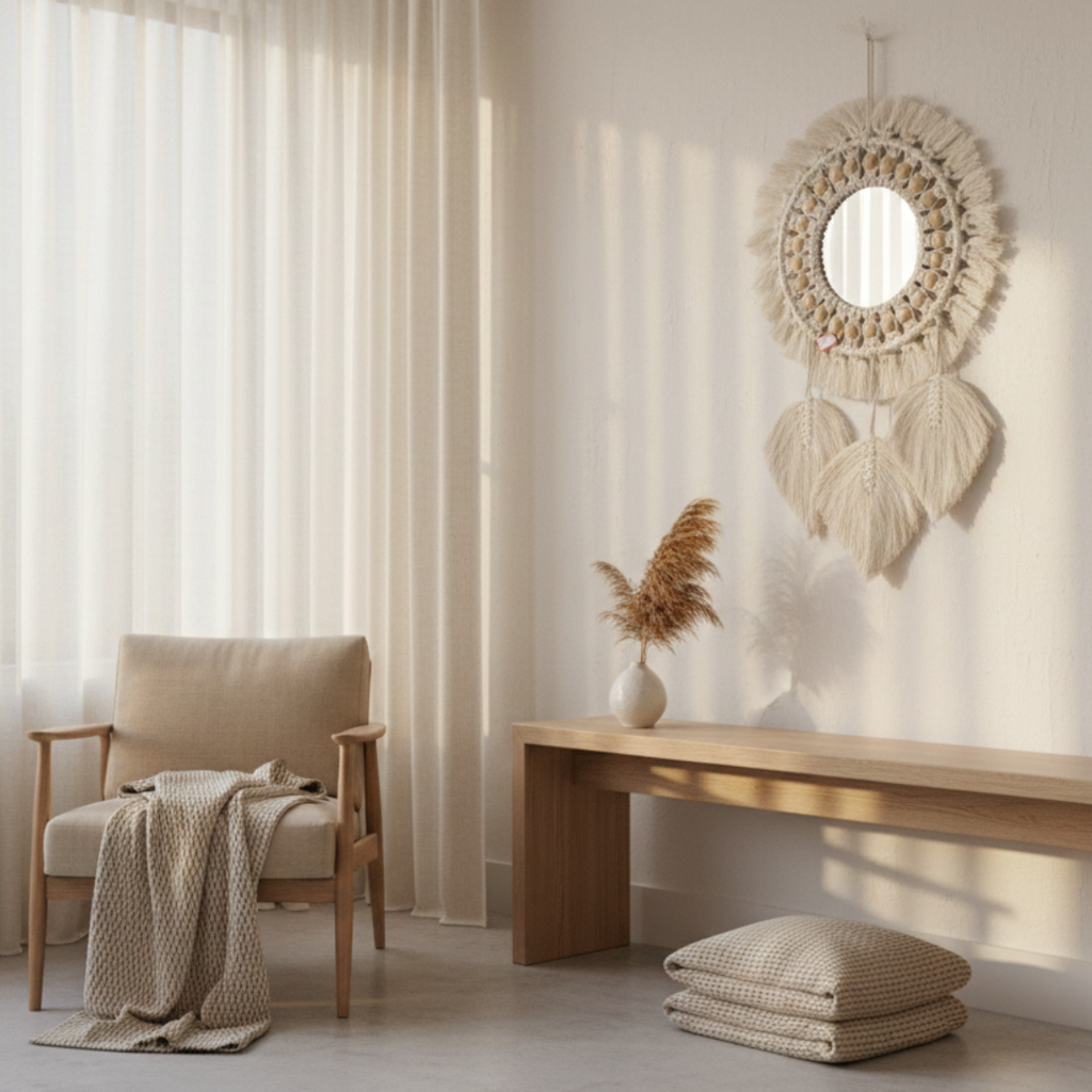 Espelho Guardião de Sonhos — A Essência Boho-Luxo