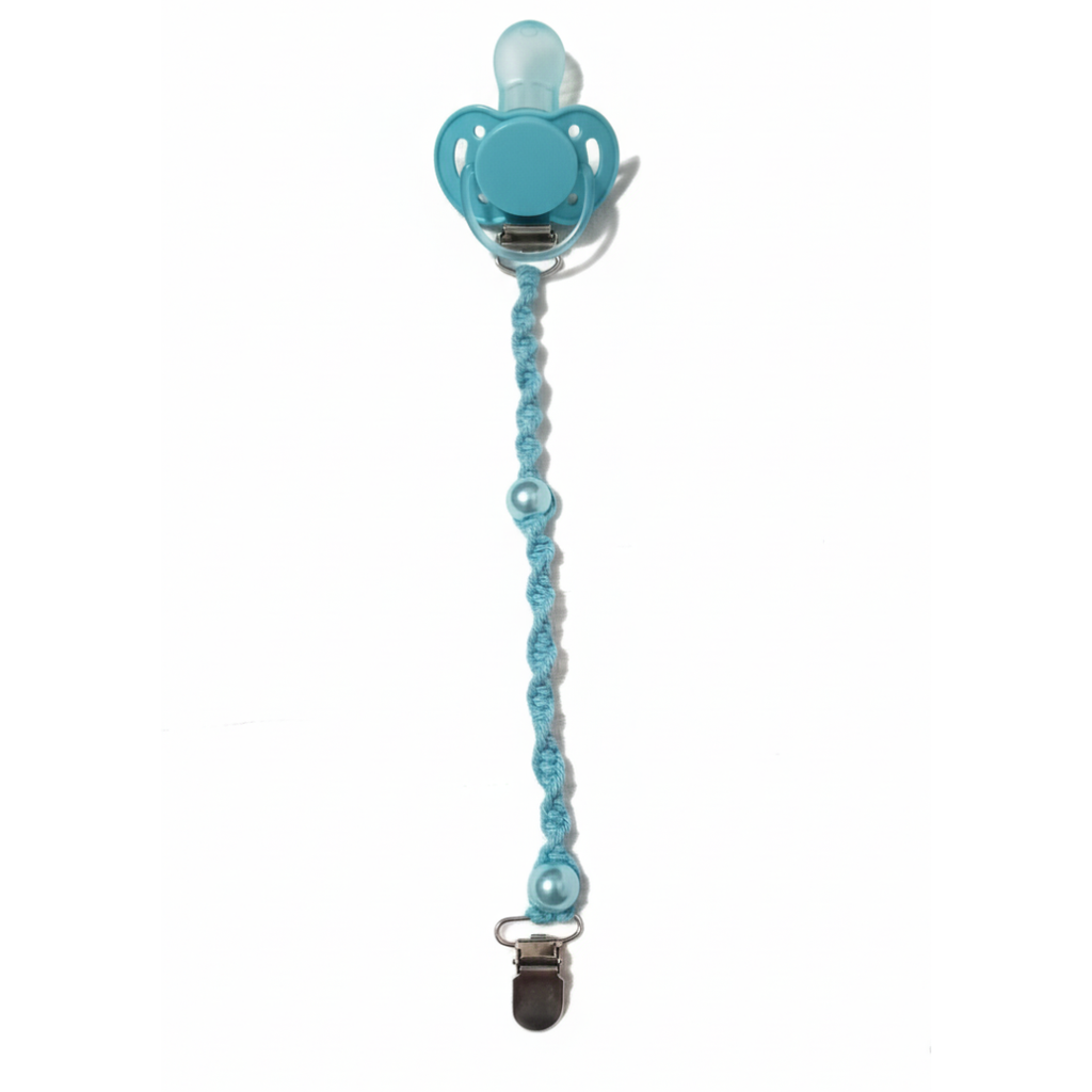 Prendedor de Chupeta: Gotas de Brilho (Azul Turquesa)