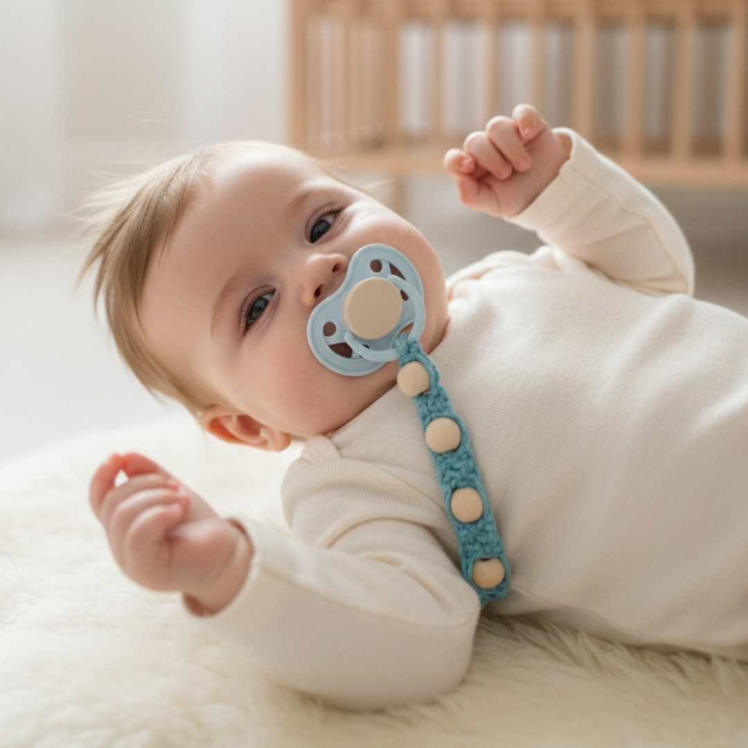 Prendedor de Chupeta: Oceano Sensorial — O Toque Suave dos Primeiros Dias